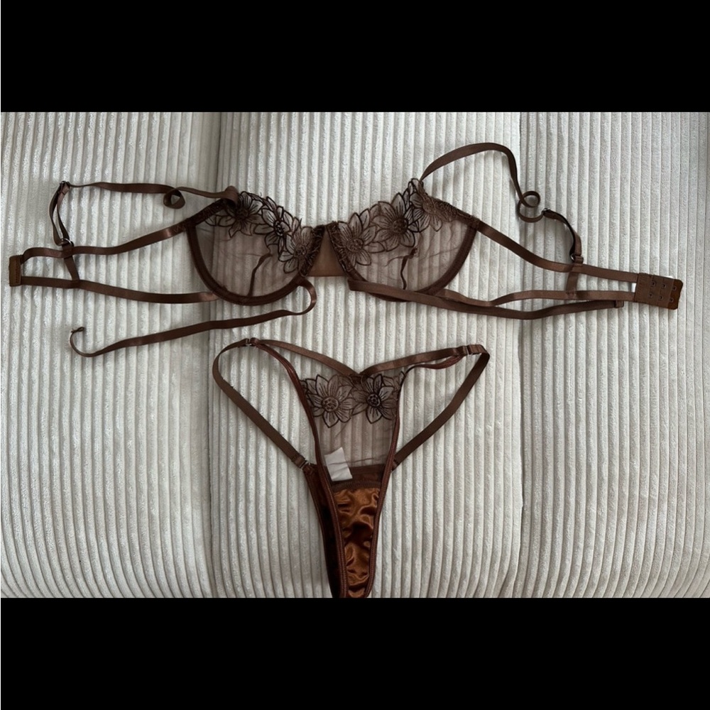 Elegant Brown Lace Lingerie Set